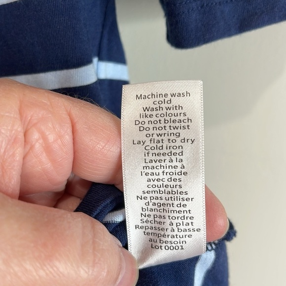 Jacob Striped Boxy Dolmen Short Sleeve Tee Navy and Baby Blue Sailor Nautical M - Picture 9 of 11